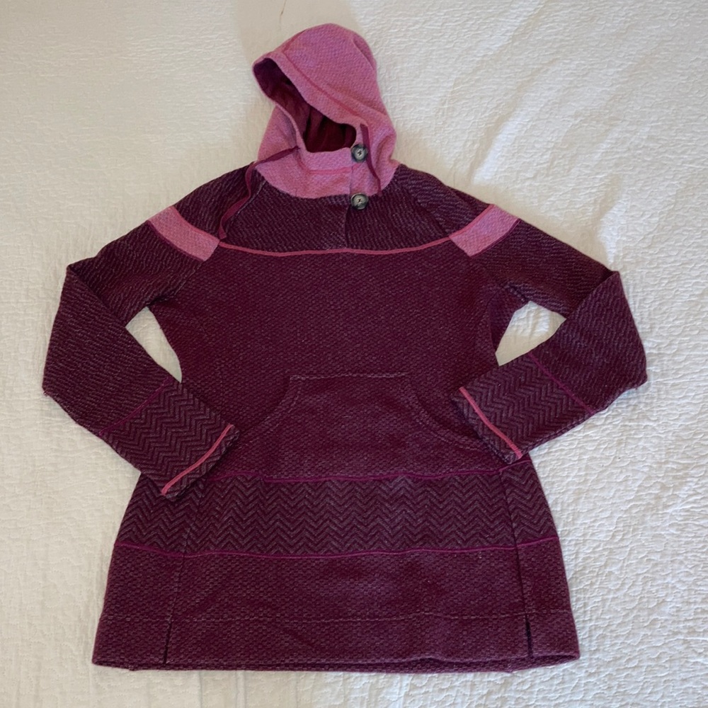 Prana Hooded Longline Wool Blend Top - Picture 1 of 5